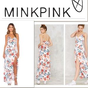 NWT Minkpink white Floral semi wrap maxi dress Med